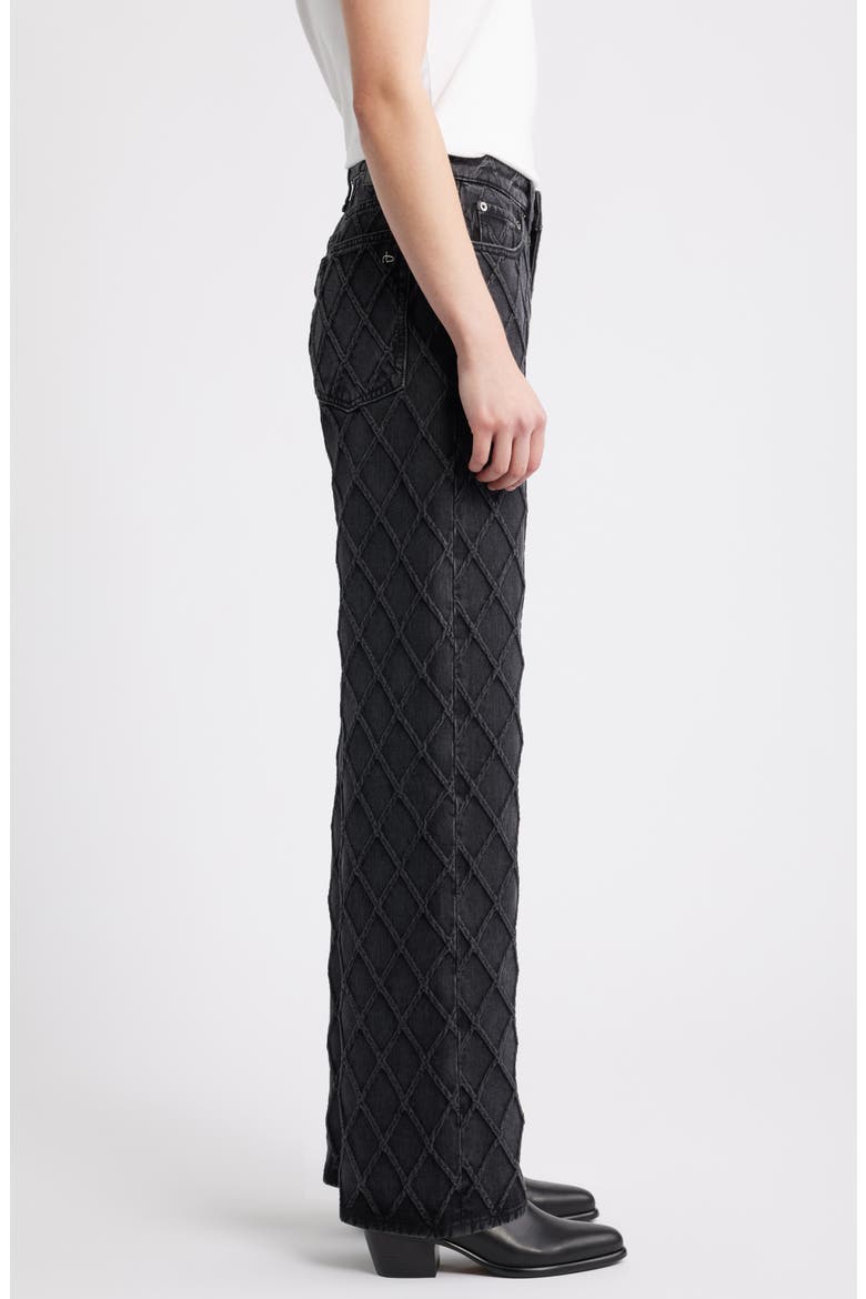 Logan Diamond Texture Mid Rise Wide Leg Jeans, Alternate, color, QWBLK