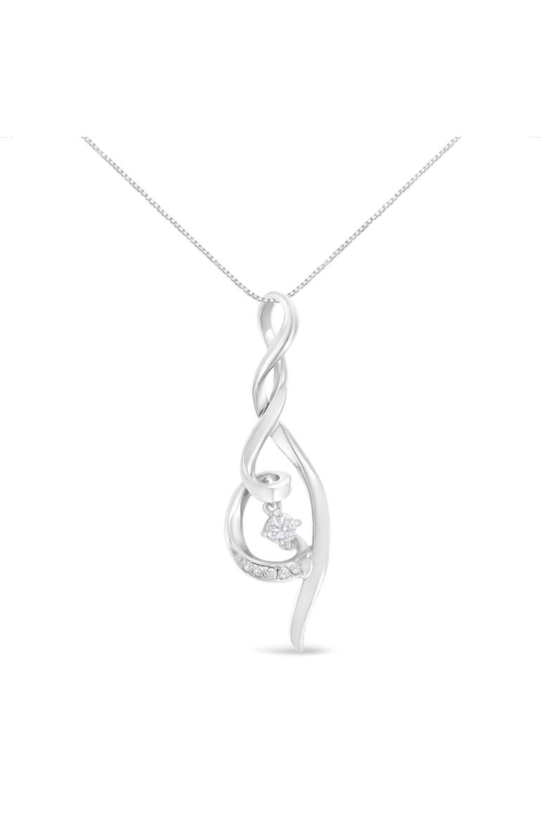 Espira 10K White Gold 1/10 cttw Diamond Swirl Pendant Necklace, Main, color, White