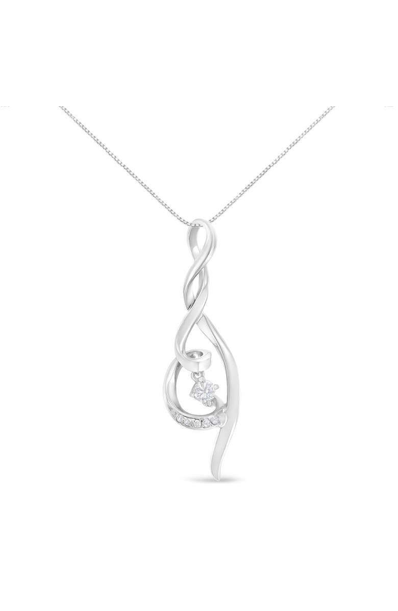 Haus of Brilliance Espira 10K White Gold 1/10 cttw Diamond Swirl Pendant Necklace, Main, color, White