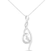 Haus of Brilliance Espira 10K White Gold 1/10 cttw Diamond Swirl Pendant Necklace