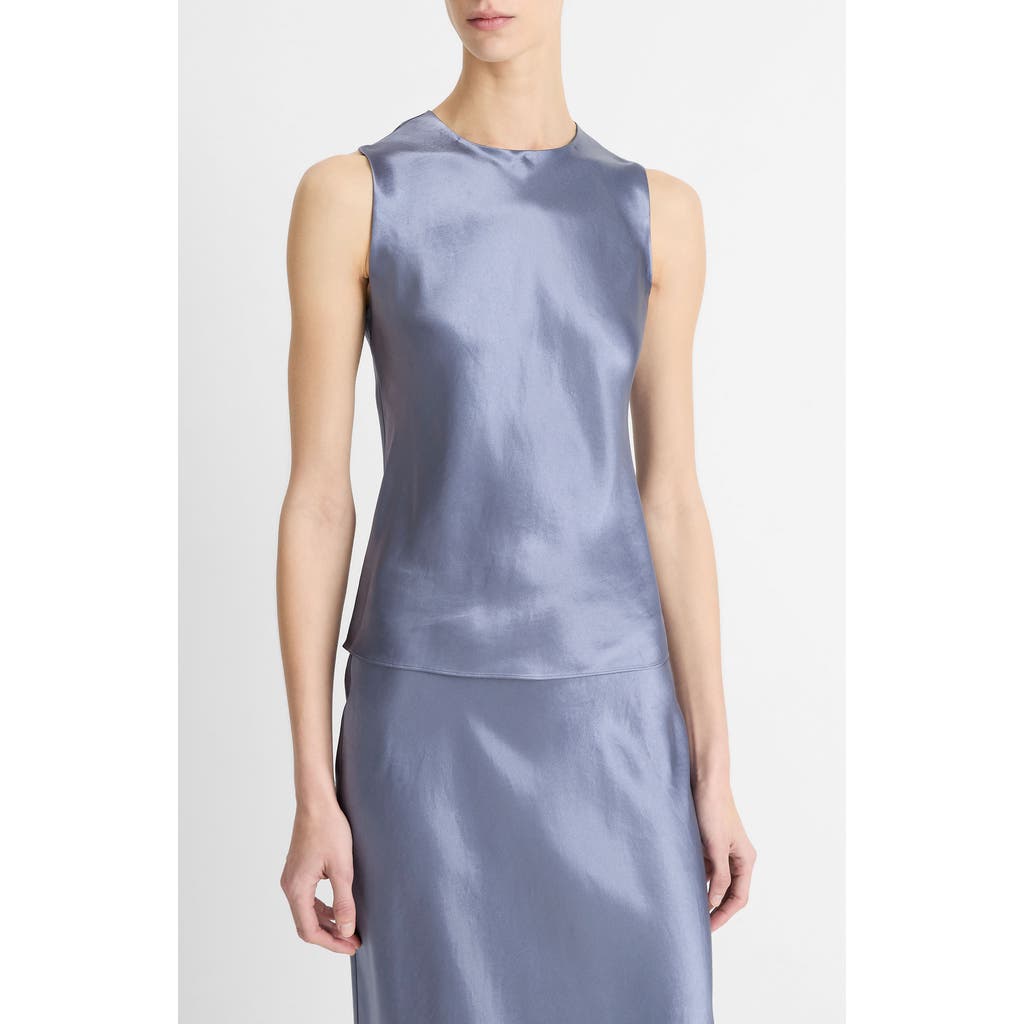 Shop Vince Naia™ Sleeveless Satin Shell In Mauve Thistle