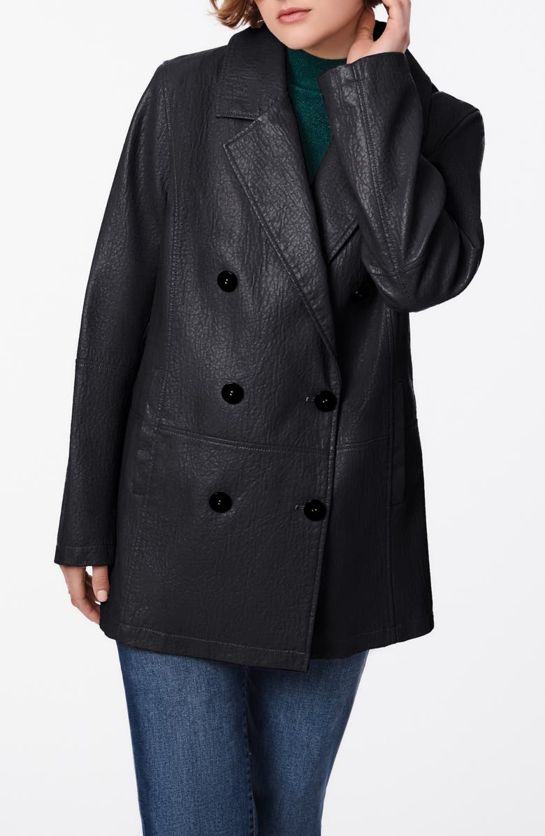 BERNIE Double Breasted Faux Leather Blazer, Main, color, 