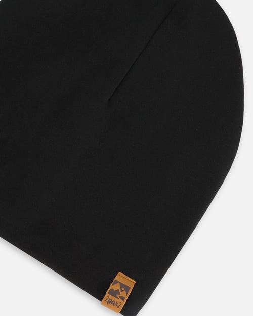 Deux Par Deux Kids Unisex Solid Beanie Hat Black In Black
