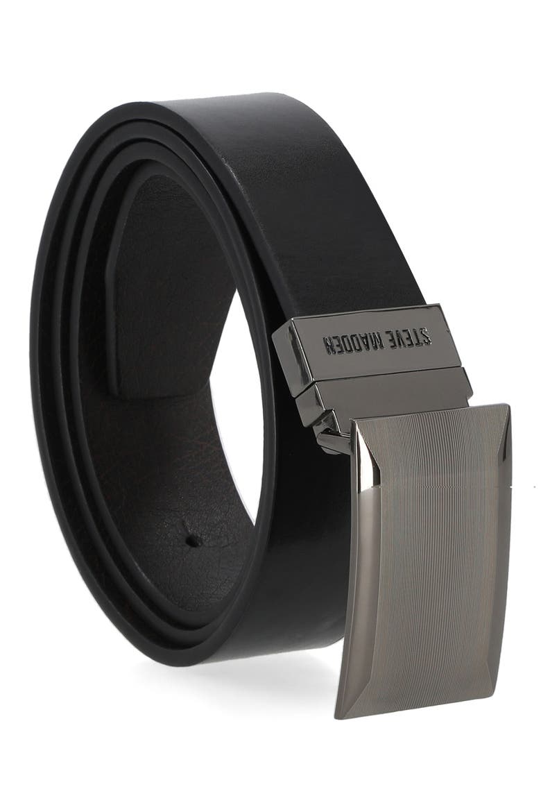 Plaque Reversible Leather Belt, Alternate, color, BLACK/ BROWN