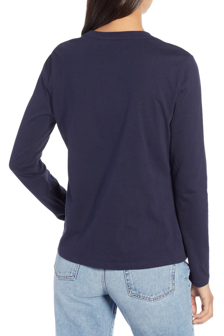 Rib Crewneck Stretch Cotton Top, Alternate, color, NAVY NIGHT