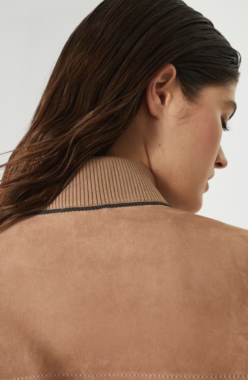 Brunello Cucinelli Couture Suede Jacket In Rust Brown