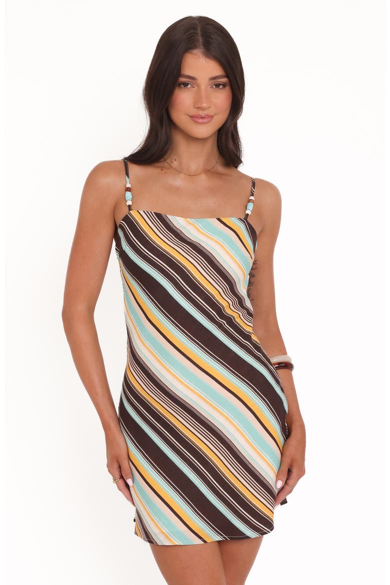 Kosta Stripe Sleeveless Minidress, Alternate, color, BROWN RETRO STRIPE
