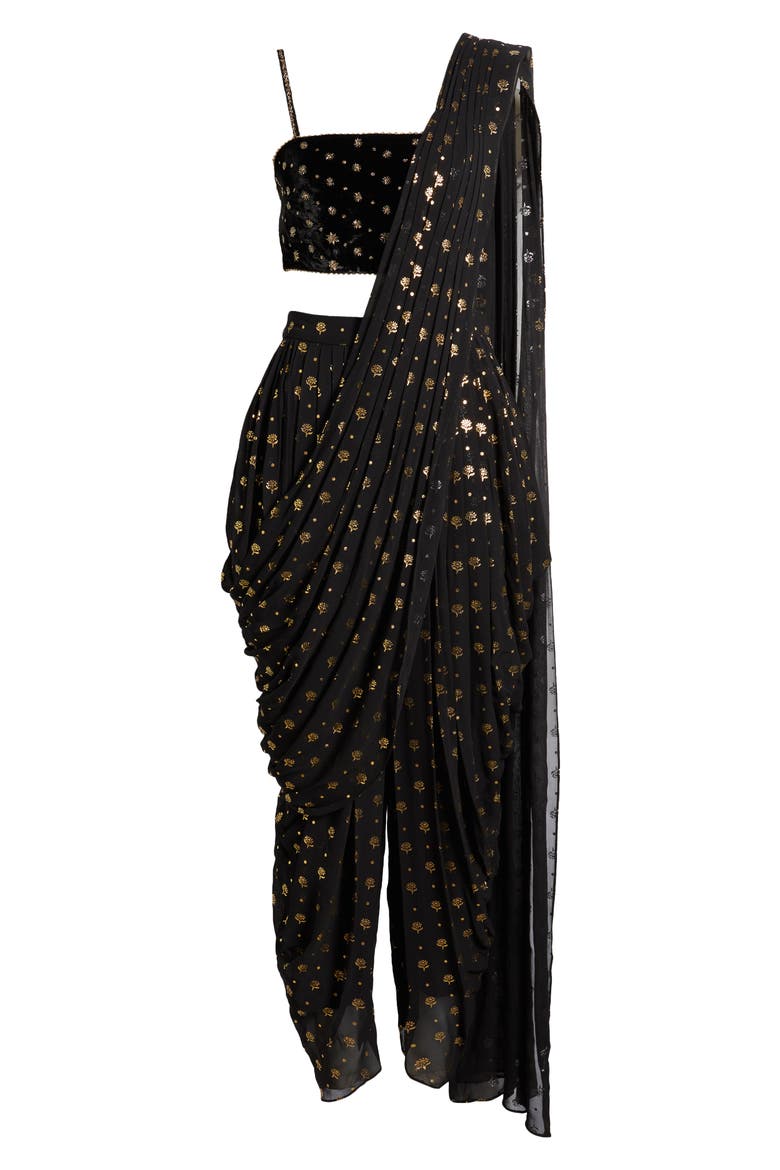 Farah Dhoti & Dupatta Set, Alternate, color, BLACK
