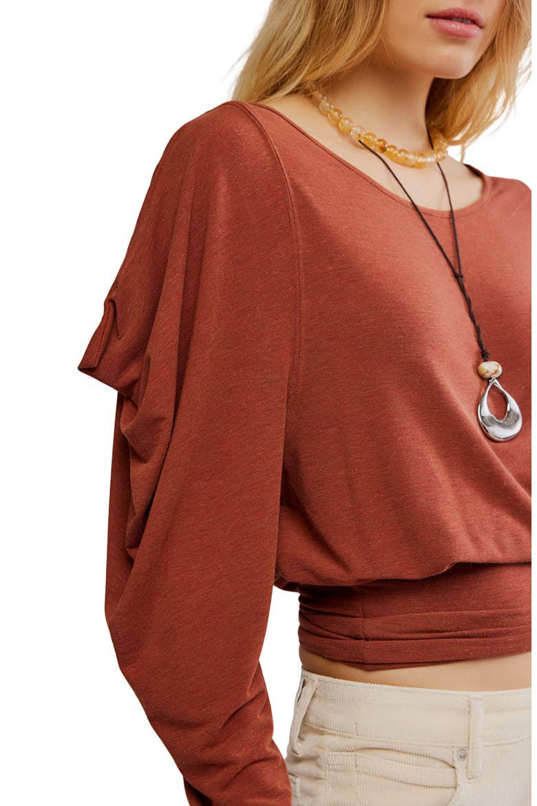 Moxie Draped Jersey Top, Alternate, color, BRICK WALL