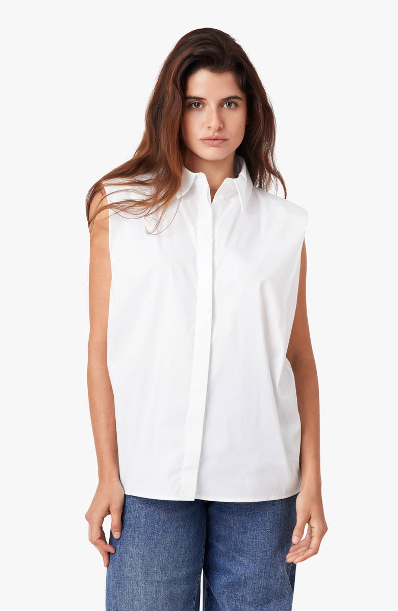 Habitual Shoulder Pad Sleeveless Shirt, Alternate, color, Bright White