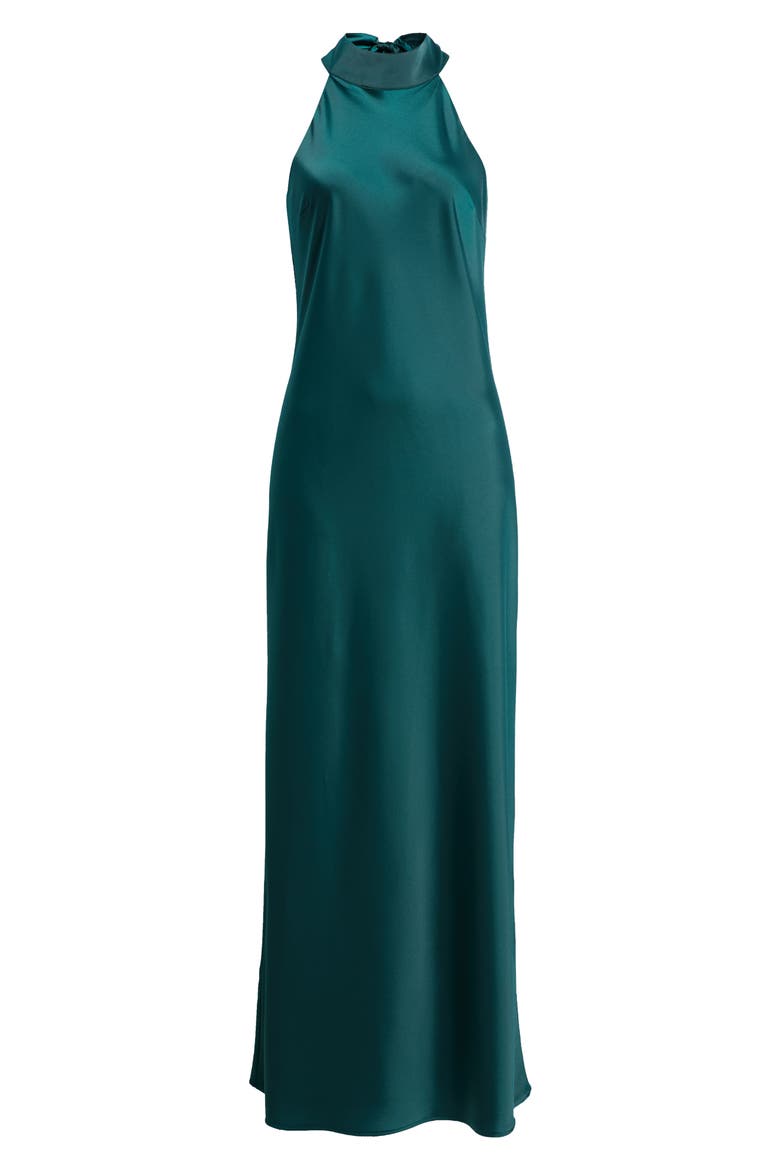 Violetta Matte Satin Gown, Alternate, color, PINE GREEN
