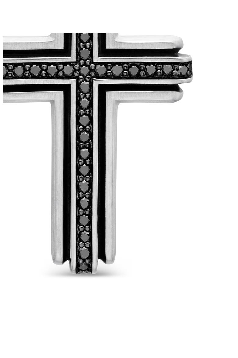 Deco Cross Pendant with Pavé Black Diamonds, Alternate, color, SILVER/ BLACK DIAMOND