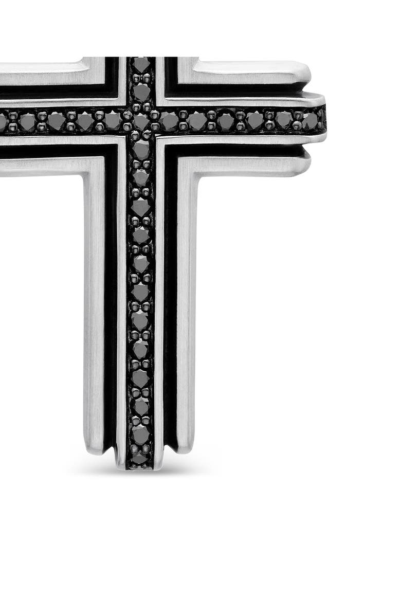 David Yurman Deco Cross Pendant with Pavé Black Diamonds, Alternate, color, Silver/ Black Diamond