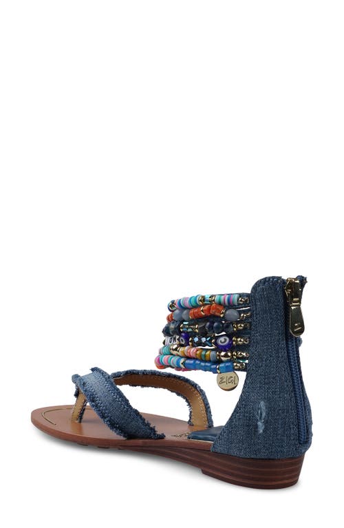 Zigi Fayola Beaded Ankle Cuff Sandal In Blue Denim