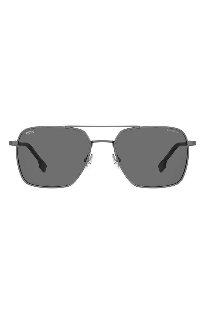 BOSS 57mm Aviator Sunglasses, Main, color, Matte Dark Ruthenium