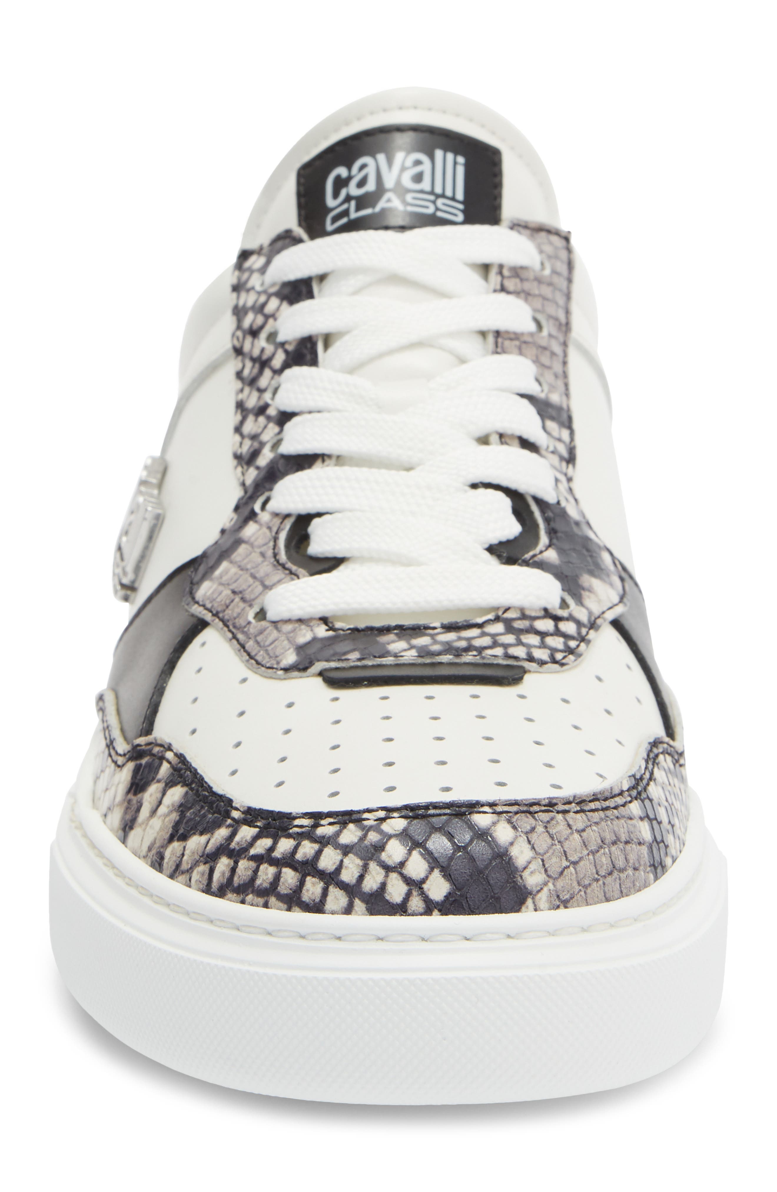 Roberto Cavalli Paneled Leather Sneaker, Alternate, color, White