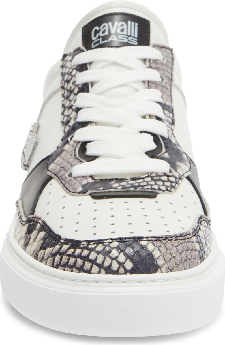 Roberto Cavalli Paneled Leather Sneaker, Alternate, color, White