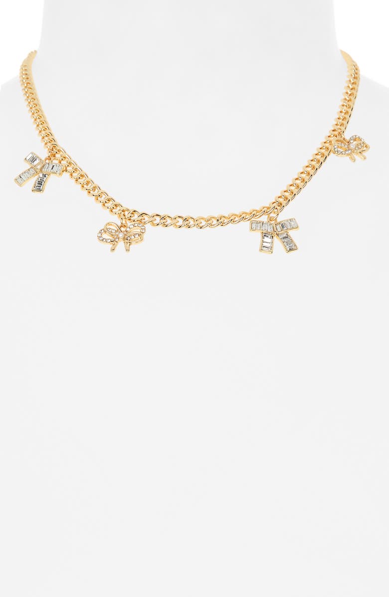 NORDSTROM RACK Bow Charm Curb Chain Necklace, Alternate, color,