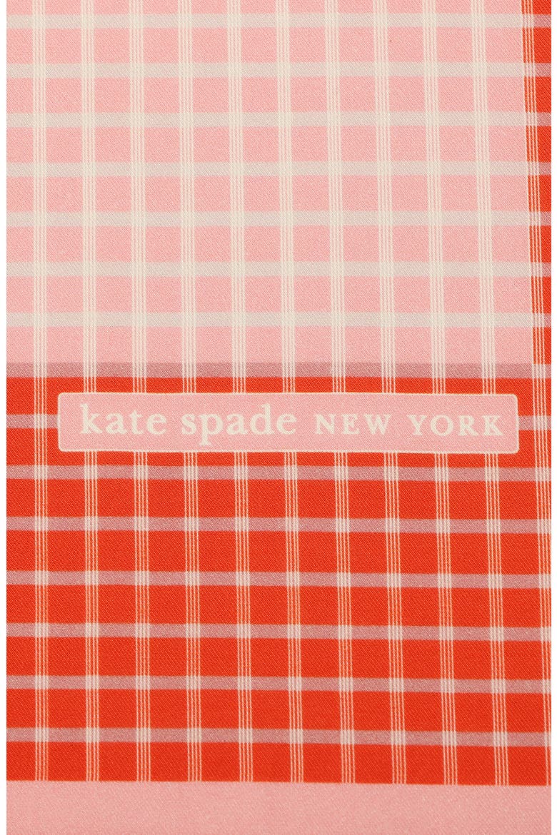 petite windowpane check square cotton & silk bandana, Alternate, color, RED/ PINK