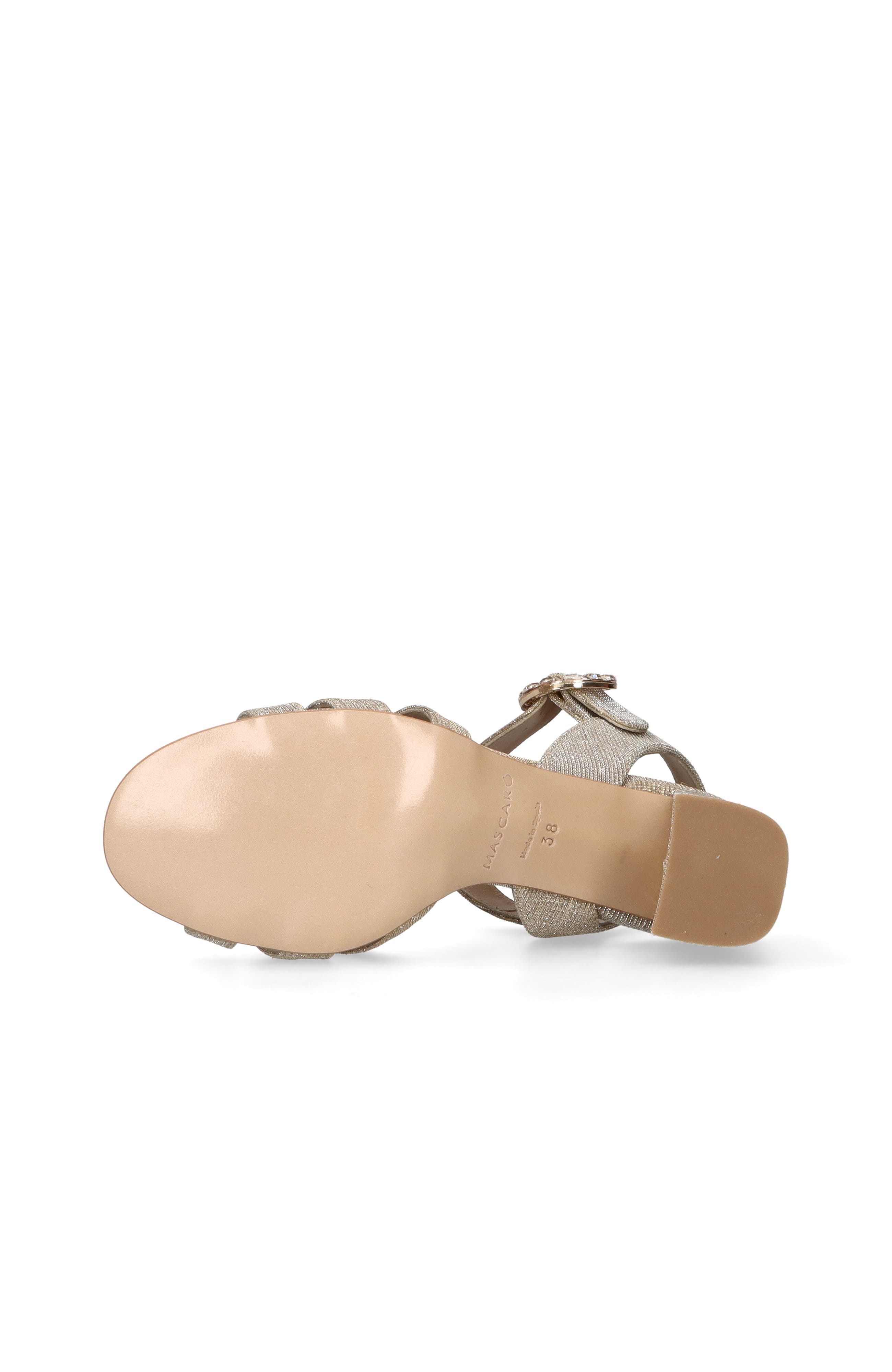 MASCARO Block Heel Glitzy Buckle Sandal, Alternate, color, Metallic Gold