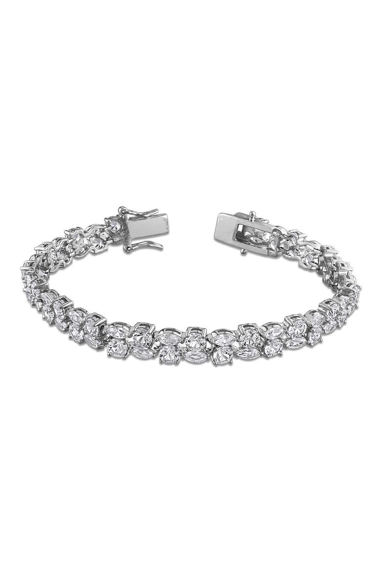 Lab Grown White Sapphire Double Row Bracelet, Alternate, color, WHITE