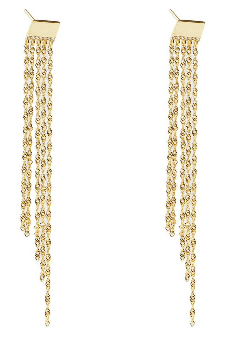 Cubic Zirconia Singapore Chain Earrings, Main, color, GOLD