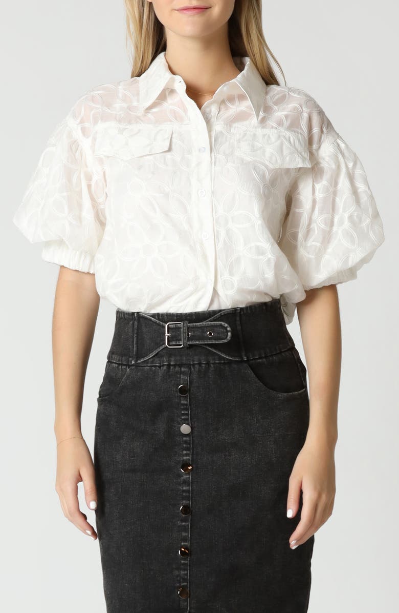 GRACIA Sheer Pattern Shirt, Main, color,