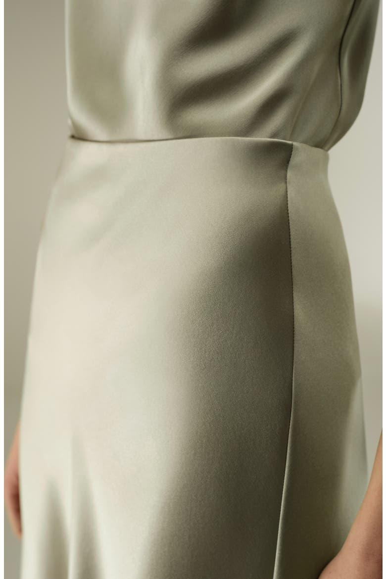 Women's Double-Faced Silk Charmeuse Maxi Skirt, Alternate, color, Artichoke