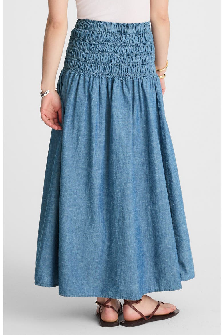 Smocked Denim Maxi Skirt, Alternate, color, BRINKLEY WASH