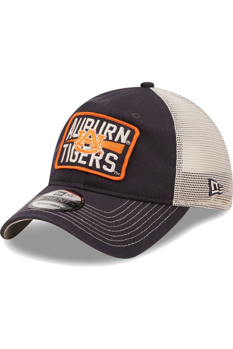 Men's New Era Navy/Natural Auburn Tigers Devoted 9TWENTY Adjustable Hat, Main, color, Navy