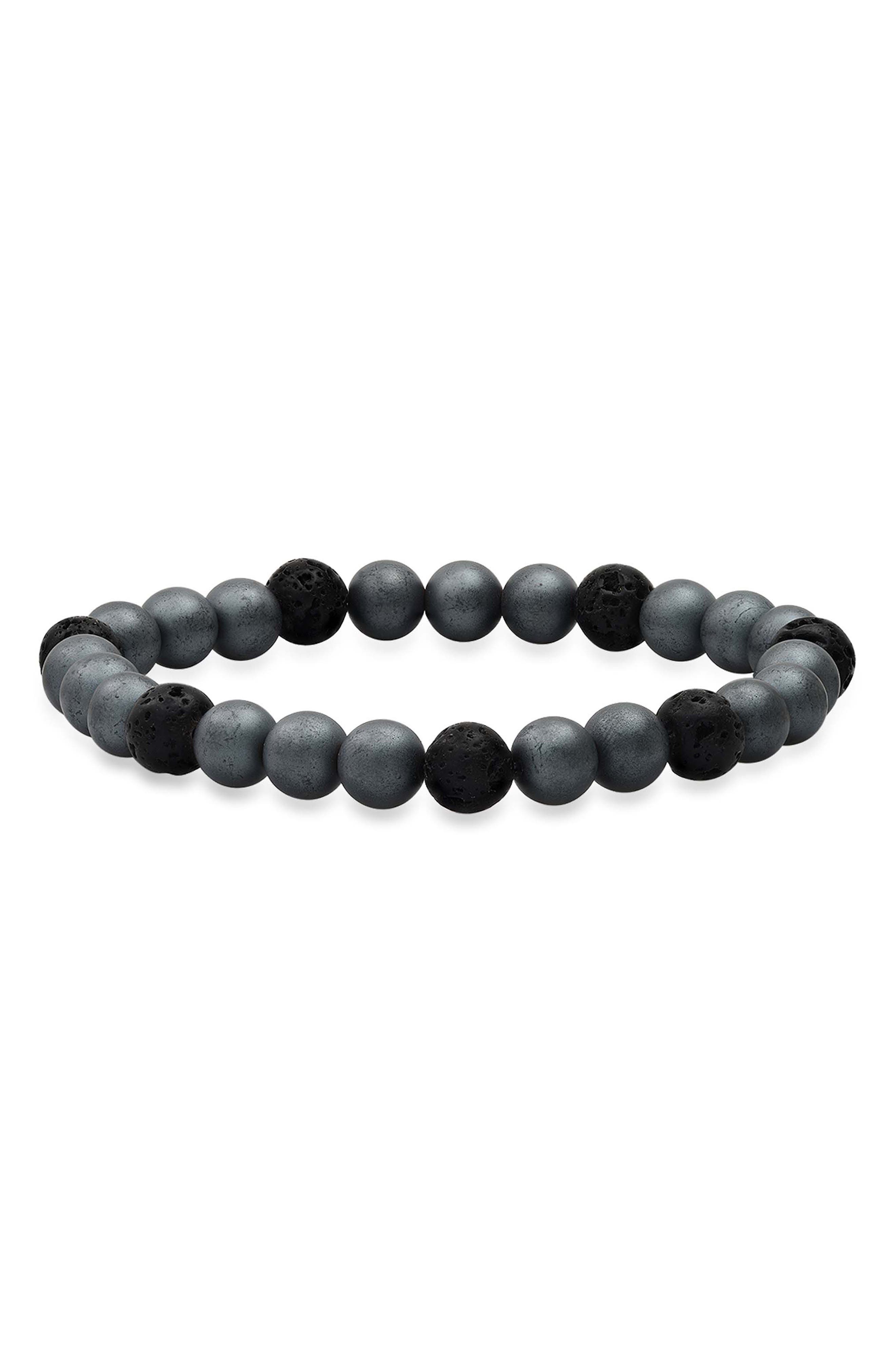 Men's Hematite & Lava Bead Bracelet