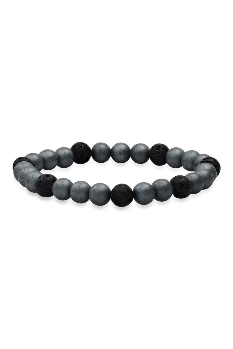 Men's Hematite & Lava Bead Bracelet, Main, color, BLACK