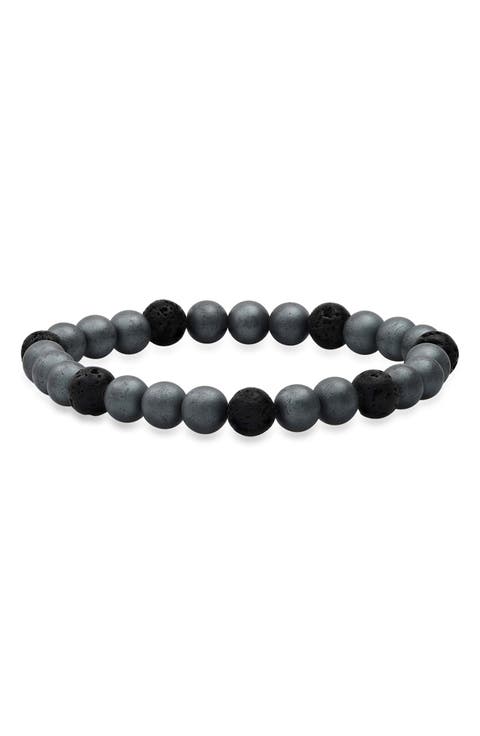 Men's Hematite & Lava Bead Bracelet