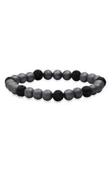 Men's Hematite & Lava Bead Bracelet