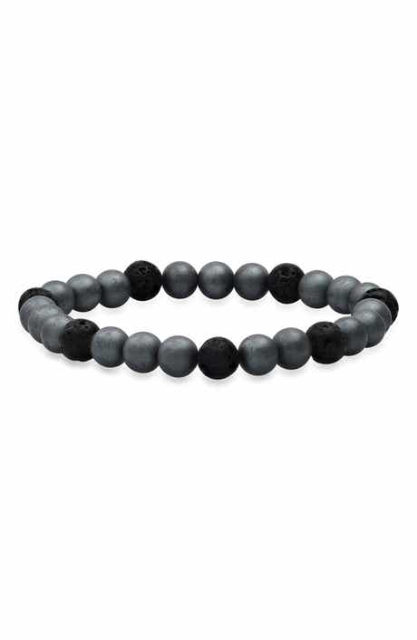 Men's Hematite & Lava Bead Bracelet