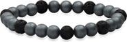 STEELTIME Men's Hematite & Lava Bead Bracelet