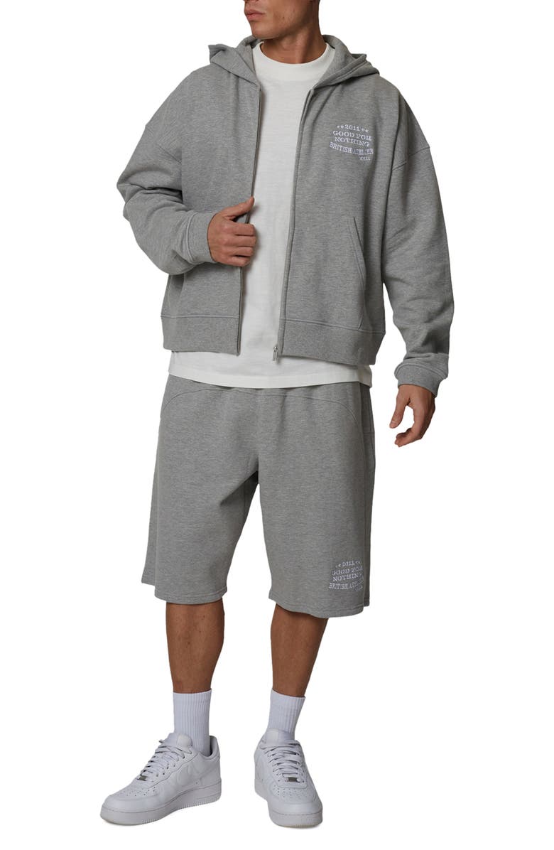 Good For Nothing Boxy-Fit Zipped Icarus Hoodie, Alternate, color, Grey