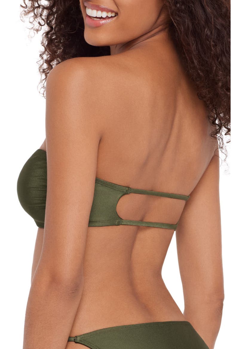 Beaded Cutout Strapless Bikini Top, Alternate, color, OLIVE