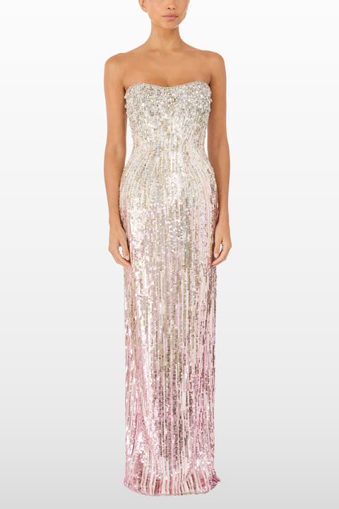 Cesonia Embellished Strapless Maxi Dress