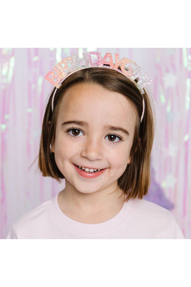 Pastel Rainbow Birthday Girl Headband, Alternate, color, Multicolor