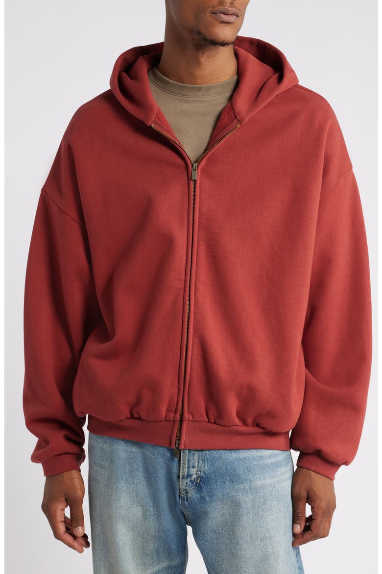 Gender Inclusive Logo Zip-Up Hoodie, Alternate, color, CRIMSON