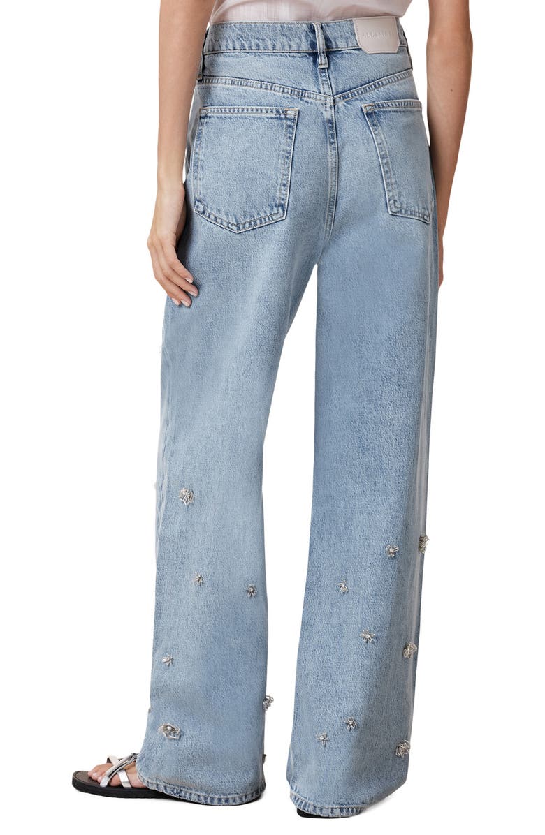 AllSaints Blake High Waist Embroidered Wide Leg Jeans, Alternate, color,
