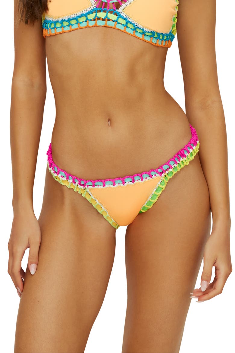 Colorful Whipstitch Trim Bikini Bottoms, Main, color, MANGO