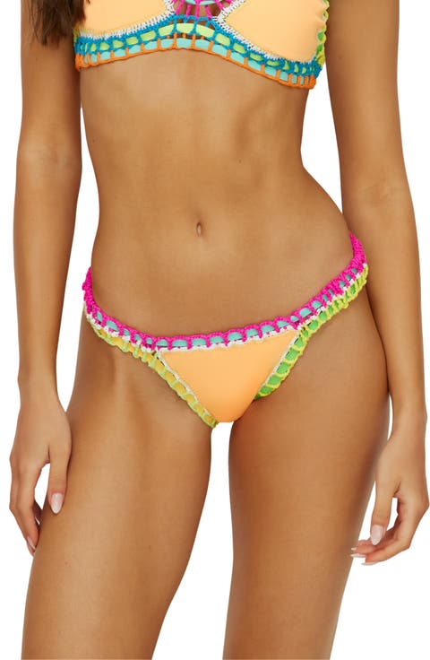 Colorful Whipstitch Trim Bikini Bottoms