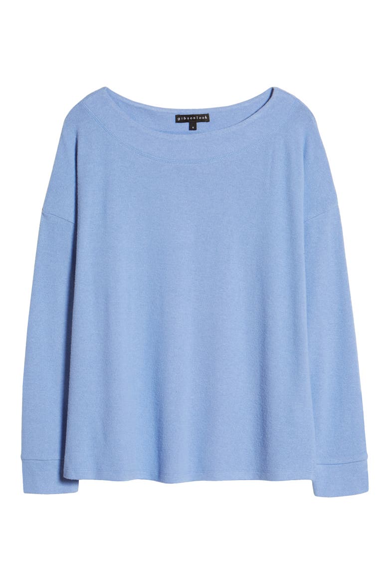 Bateau Neck Fleece Top, Alternate, color, BLUE LAVENDAR