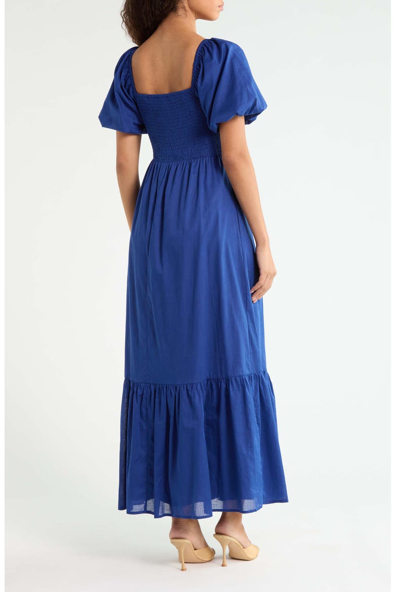 Bluebell Smocked Puff Sleeve Maxi Dress, Alternate, color, NAVY