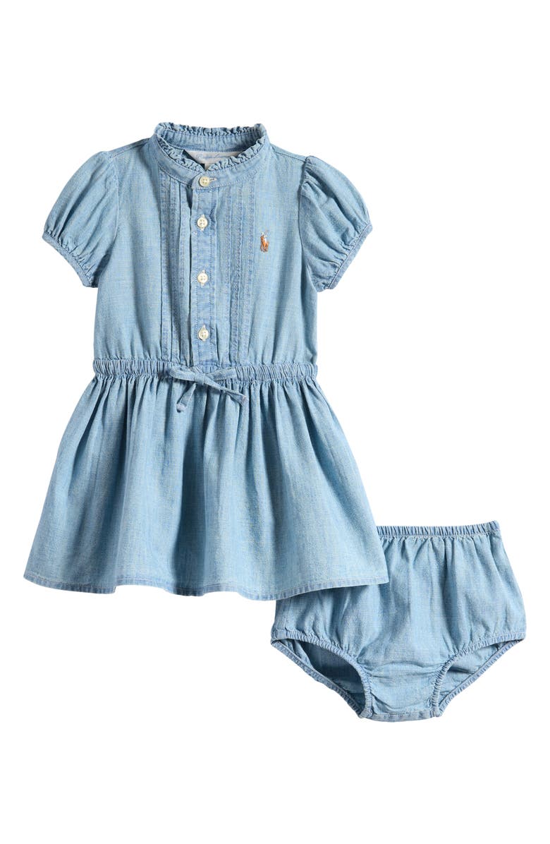 Ralph Lauren Ruffle Chambray Dress, Main, color, 
