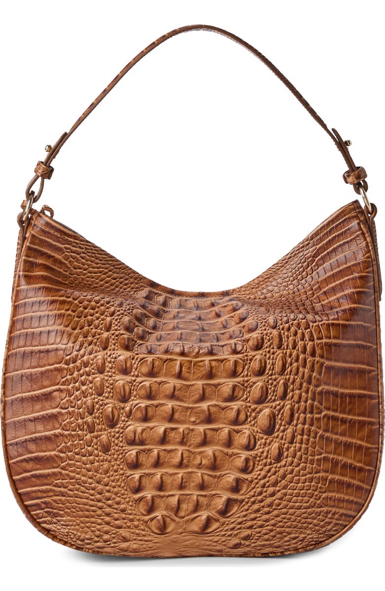 Brahmin Small Kathleen Croc Embossed Leather Shoulder Bag, Alternate, color, Cinnamon