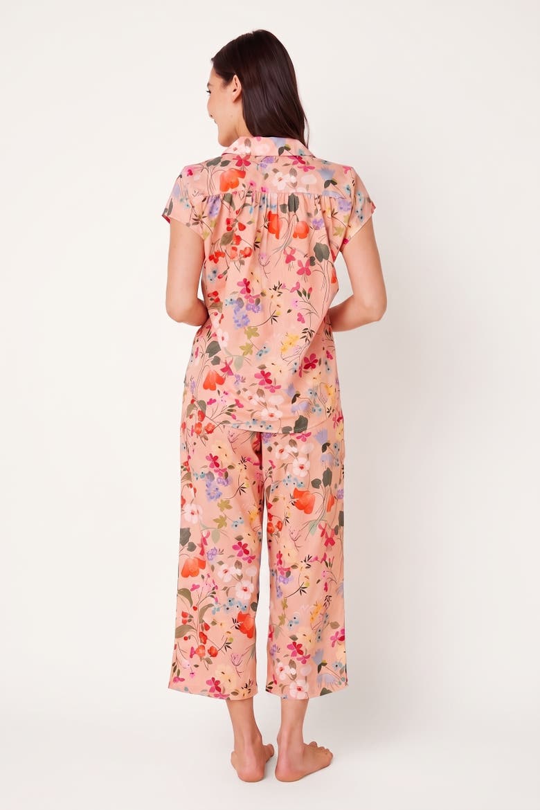 Floral Cotton Voile Short-Sleeved Capri Pajama Set, Alternate, color, Strawberry Fields