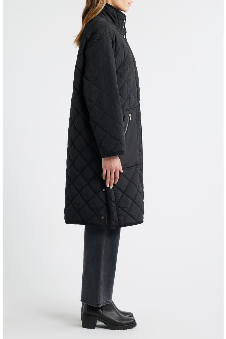 Quilted Long Coat, Alternate, color, BLACK